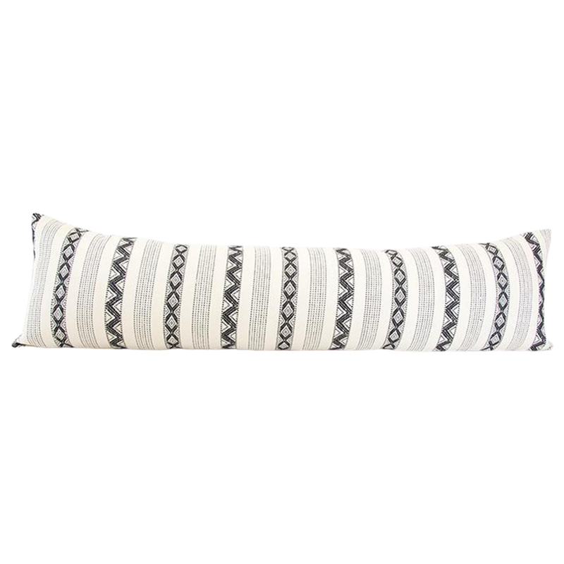 Black & Cream Zig Zag Extra Long Lumbar Pillow Case - 14x50 pillow