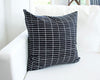 Black Linen Accent Pillow Case with Printed White Grid - 22x22