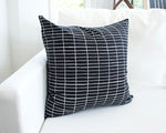 Black Linen Accent Pillow Case with Printed White Grid - 22x22