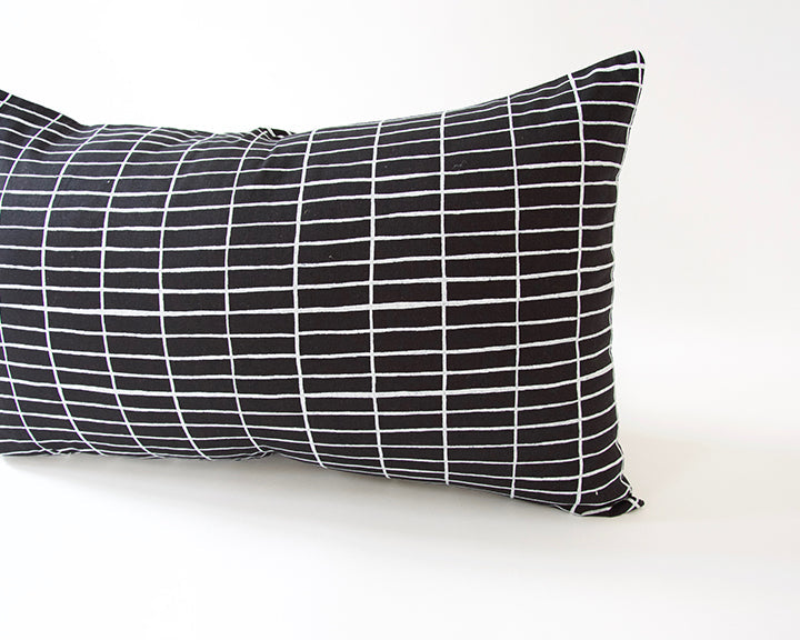 Black and shop white grid pillow