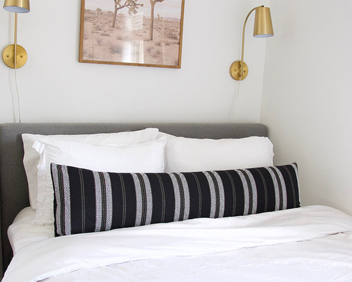 Black Southwest Stripes Extra Long Lumbar Pillow Case - 14x50