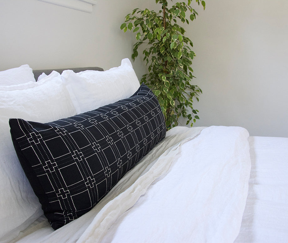 Black & White Cross Extra Long Lumbar Pillow Case - 14x36