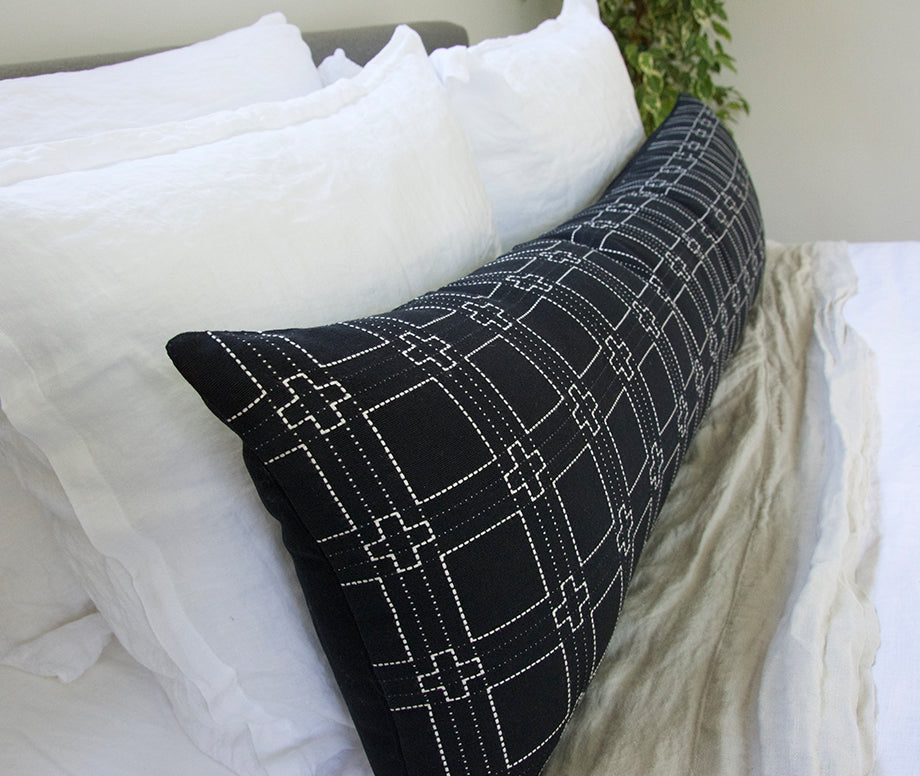Black & White Cross Extra Long Lumbar Pillow Case - 14x50