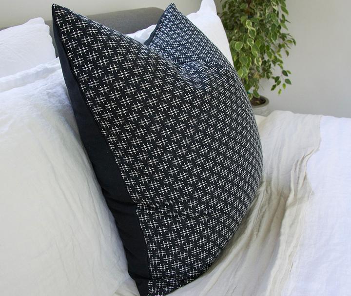 Black Hashtag, White Striped & Mustard Pillow Combo