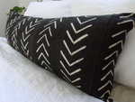 Black & White Mud Cloth Extra Long Lumbar Pillow - Chevron - 14x36