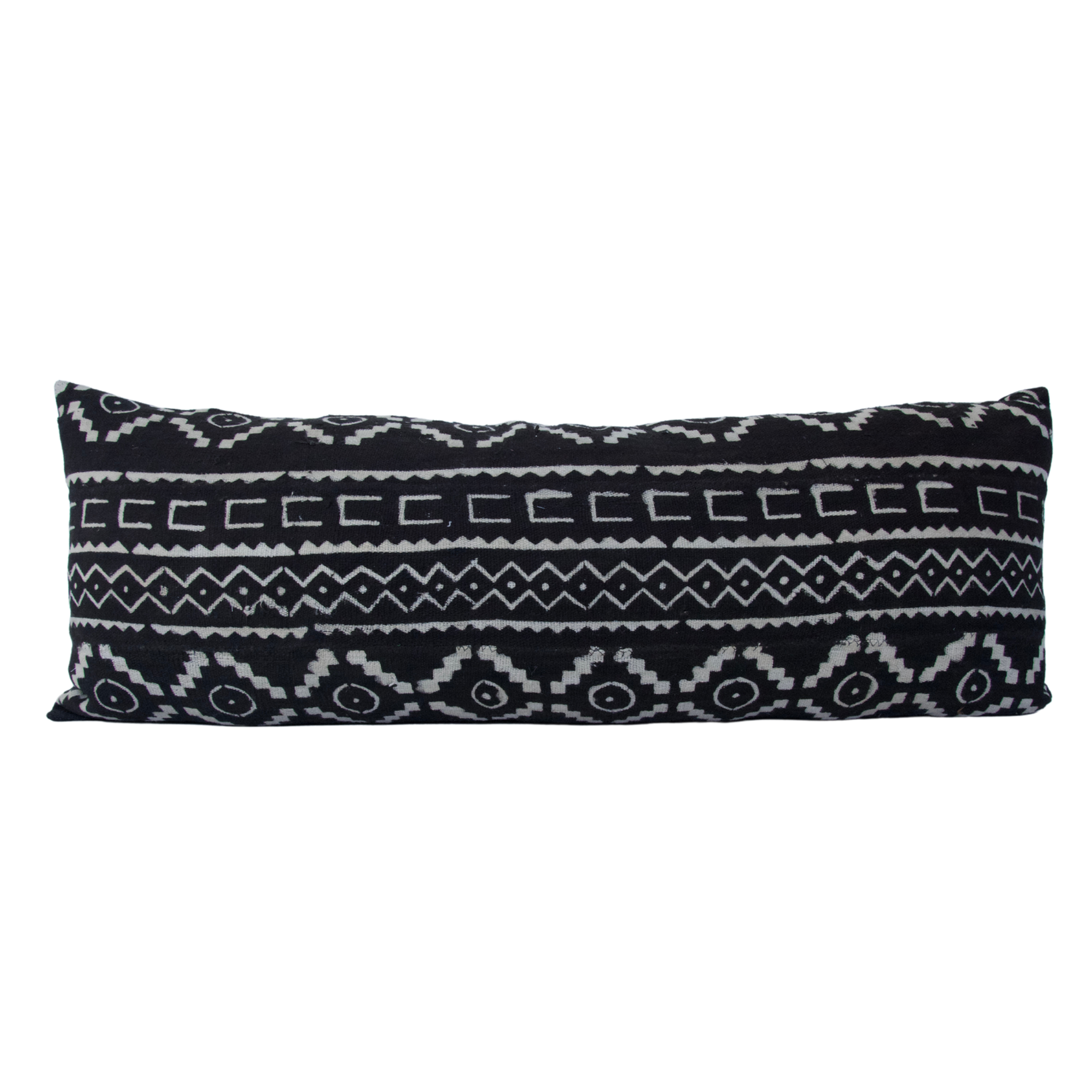 Black White Mud Cloth Extra Long Lumbar Pillow Case Diamond 14x3 Homies