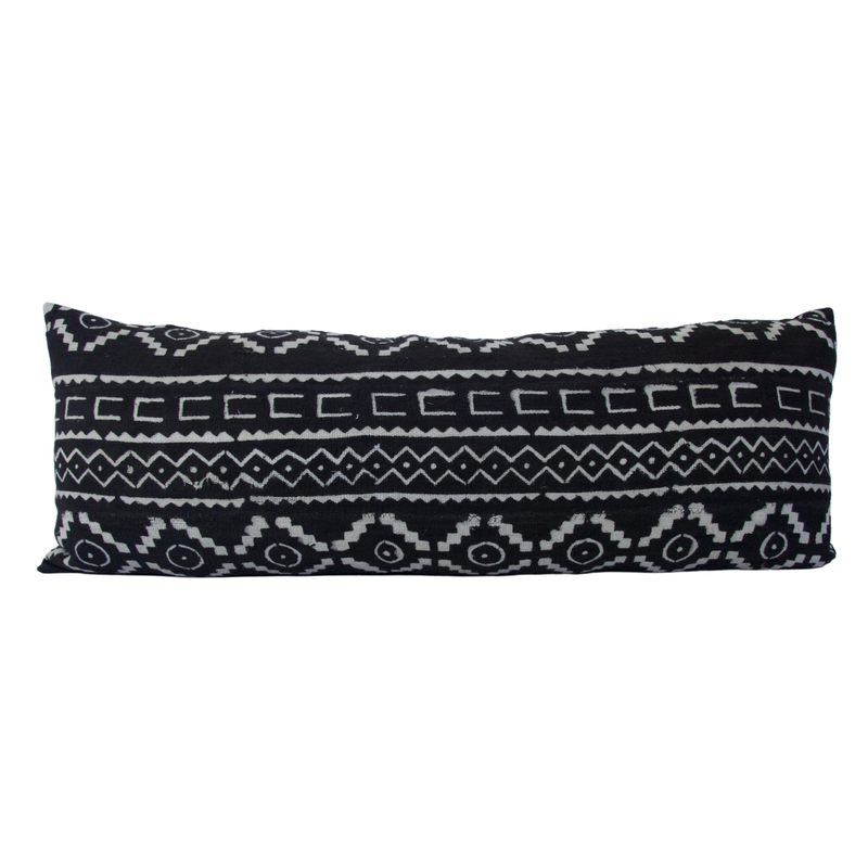 Black & White Mud Cloth Extra Long Lumbar Pillow Case - Diamond - 14x36 pillow