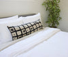 Black & White Woodblock Extra Long Lumbar Pillow Case - 14x36