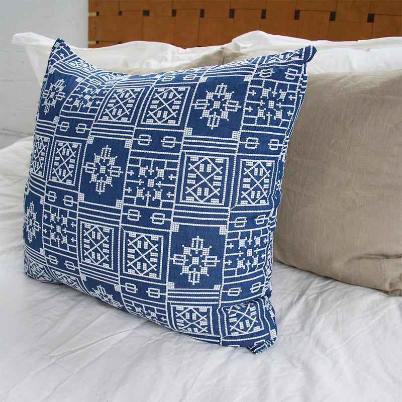 Blue Embroidered Geometric