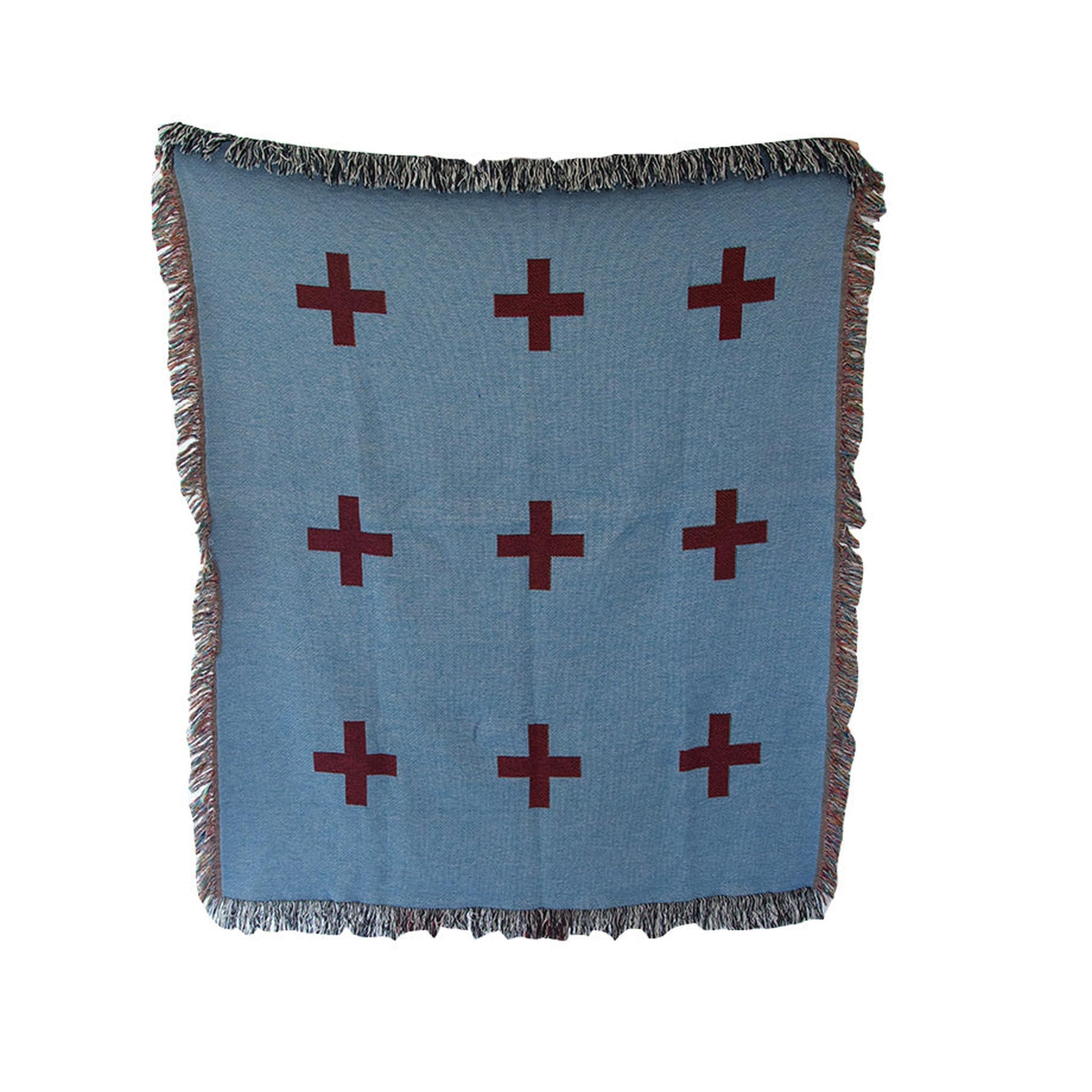 Blue Red Swiss Army Throw Blanket FINAL SALE Homies