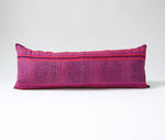 Bright Pink Hmong Extra Long Lumbar Pillow #1 - 14x36