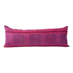 Bright Pink Hmong Extra Long Lumbar Pillow #1 - 14x36 pillow