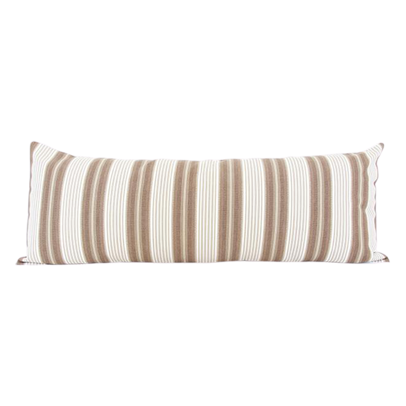 Brown & White Ticking Extra Long Lumbar Pillow Case - 14x36 pillow