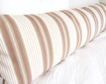 Brown & White Ticking Extra Long Lumbar Pillow Case - 14x50