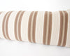 Brown & White Ticking Extra Long Lumbar Pillow Case - 14x50