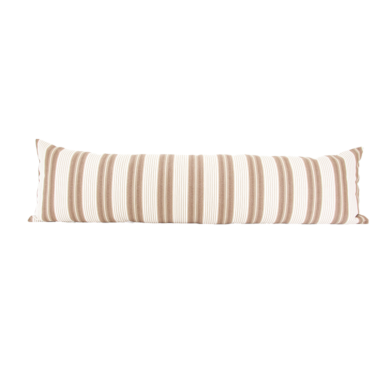 Brown & White Ticking Extra Long Lumbar Pillow Case - 14x50 pillow