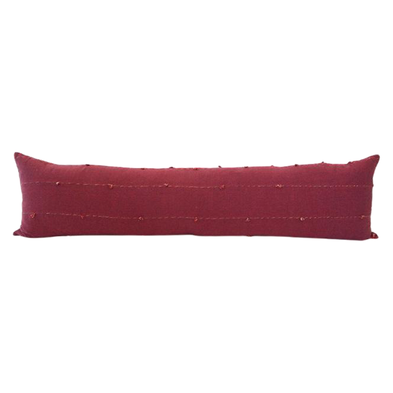 Burgundy Tiny Tassel Extra Long Lumbar Pillow - 14x50 pillow