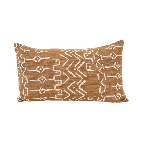 Cognac Mud Cloth Pattern Lumbar Case - 14x22 pillow