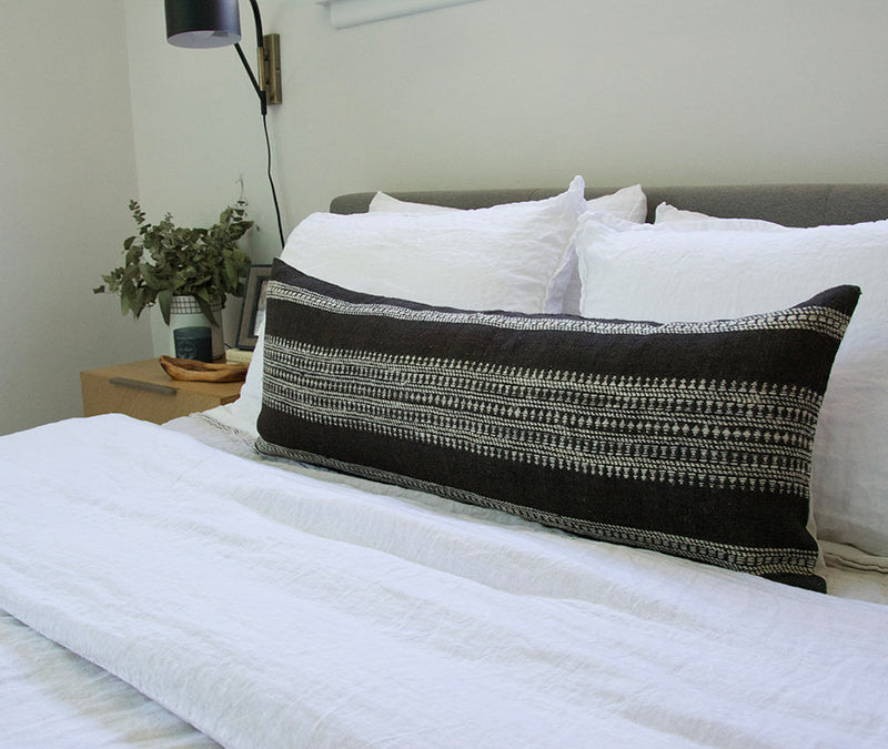 Dark Brown Bhujodi Extra Long Lumbar Pillow - 14x36 - #2