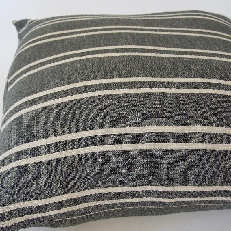 Dark Grey & Offwhite Striped Accent Pillow Case - 20x20 (FINAL SALE)