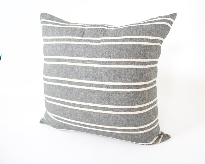 Dark Grey & Offwhite Striped Accent Pillow Case - 20x20 (FINAL SALE)