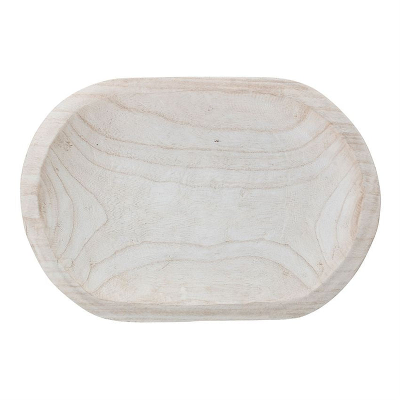 Decorative Hand-Carved Shallow Wood Bowl