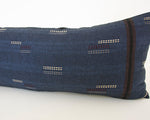 Deep Blue Stitched Extra Long Lumbar Pillow Case - 14x36