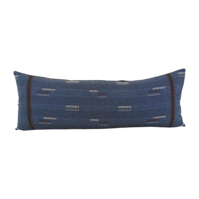 Deep Blue Stitched Extra Long Lumbar Pillow Case - 14x36 pillow