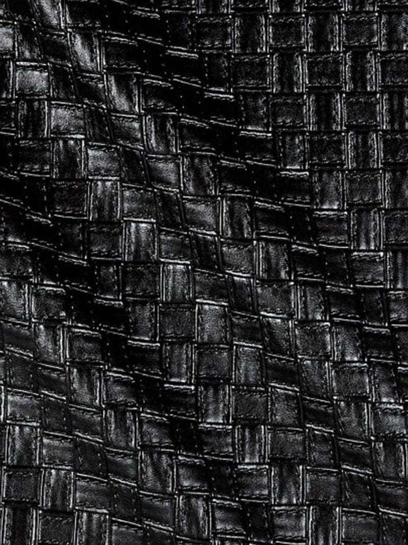 Faux Leather Basketweave Black Extra Long Lumbar Pillow Case - 14x36