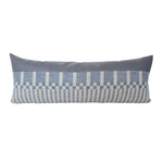 Mixed: Faux Grey Leather & Striped Bluesmoke Extra Long Lumbar Pillow Case - 14x36 pillow