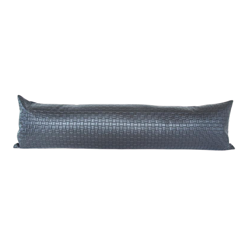 Faux Leather Basketweave Black Extra Long Lumbar Pillow Case - 14x50 pillow