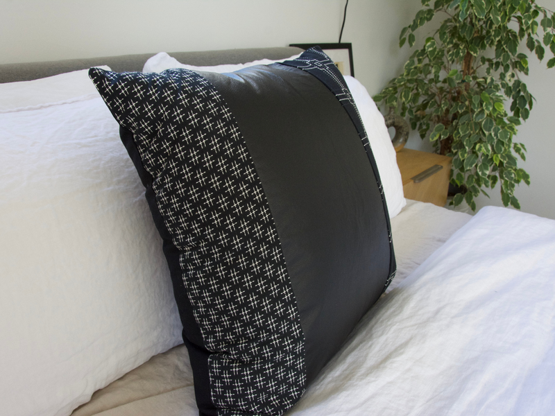 Mixed: Faux black leather, Hashtag, and Cross Pillow Case - 22x22