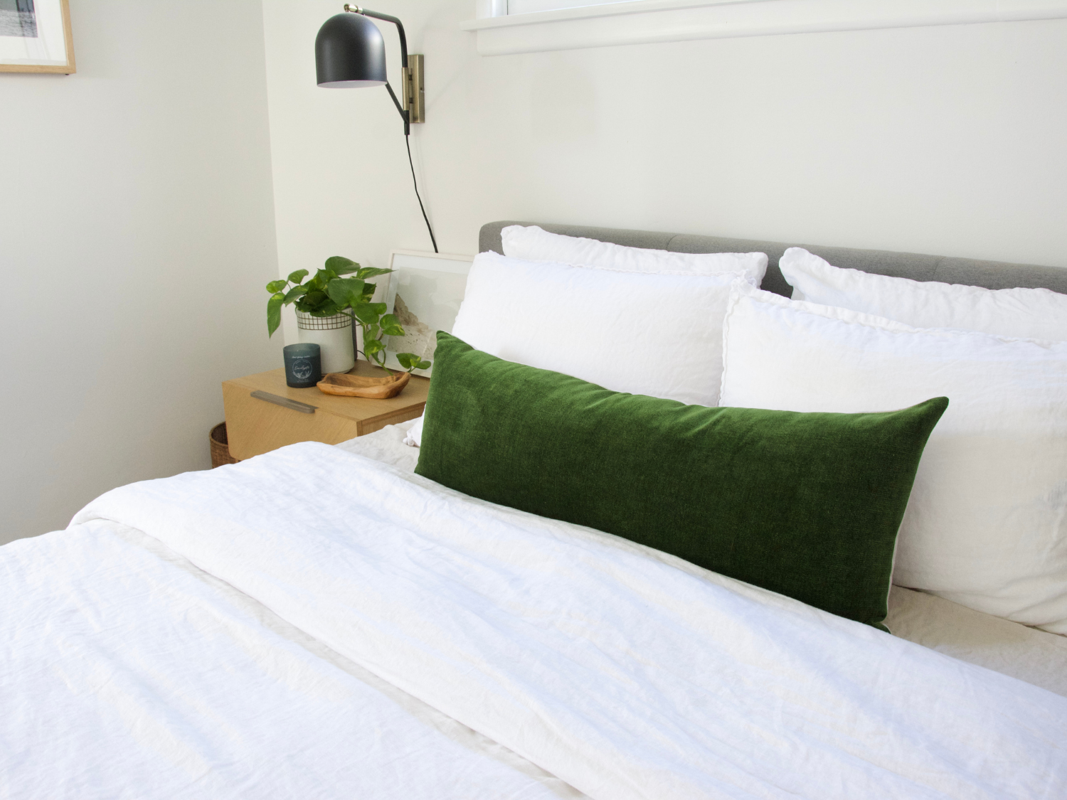 Forest green lumbar sales pillow