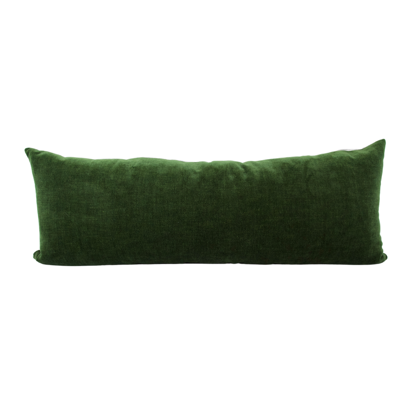 Forest Green Velvet Extra Long Lumbar Pillow Case - 14x36