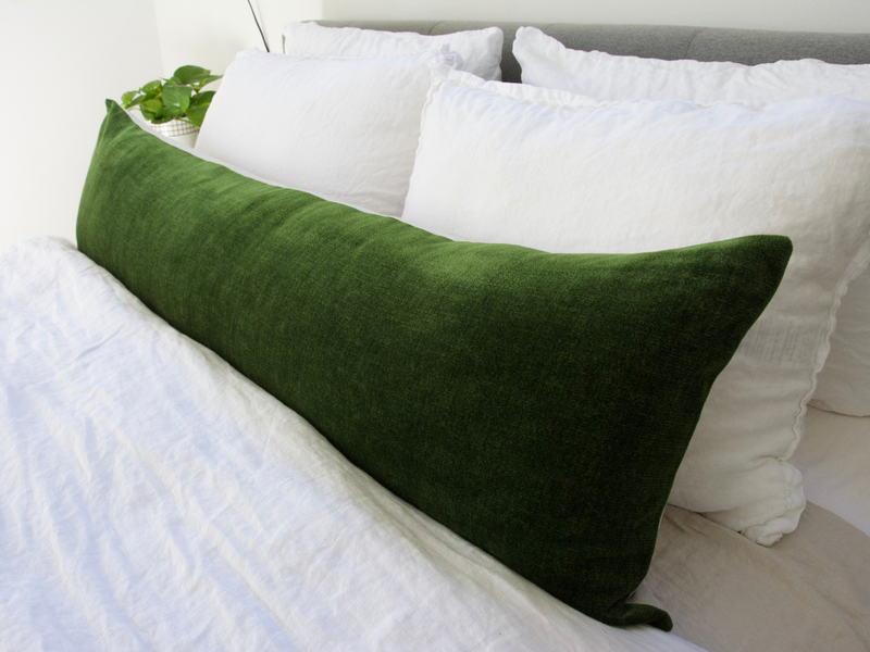 Forest Green Velvet Extra Long Lumbar Pillow Case - 14x50