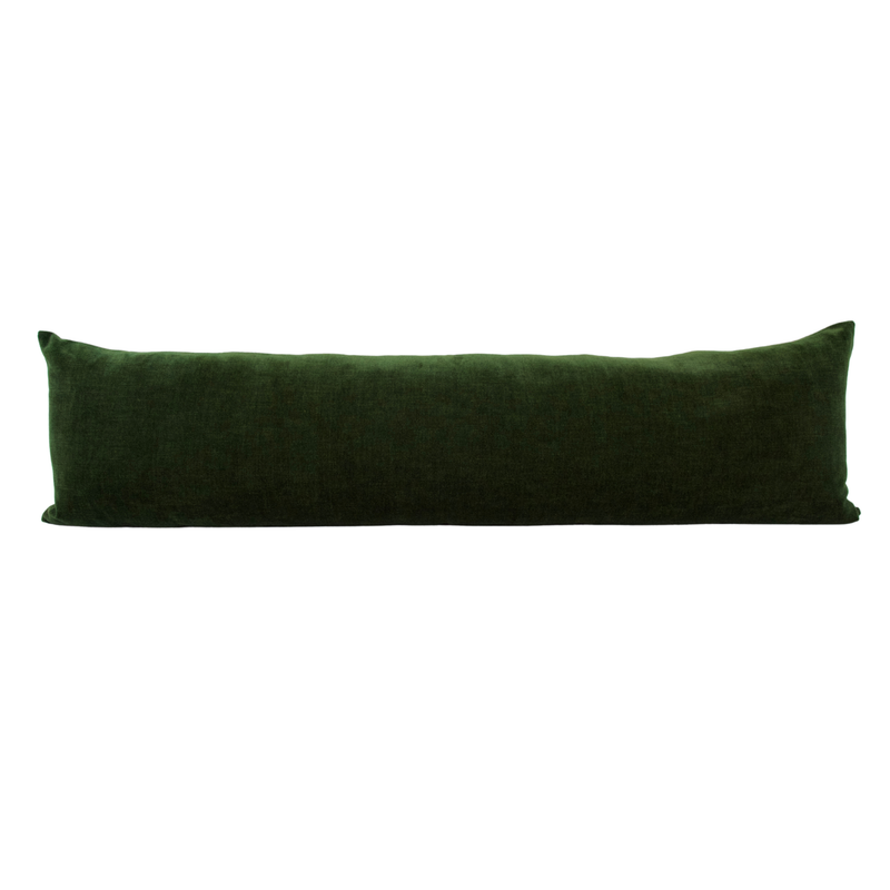 Forest Green Velvet Extra Long Lumbar Pillow Case - 14x50 pillow