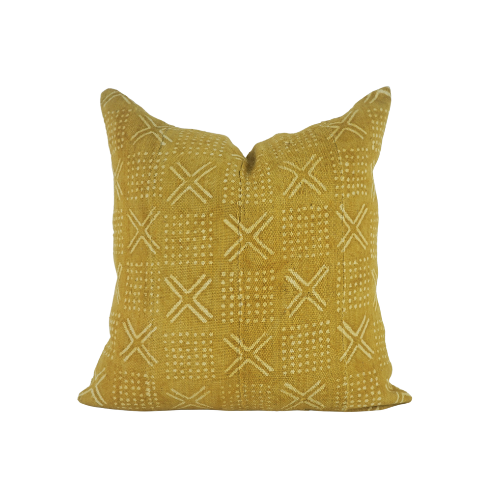 Golden Crosses and Dots Mud Cloth pillow