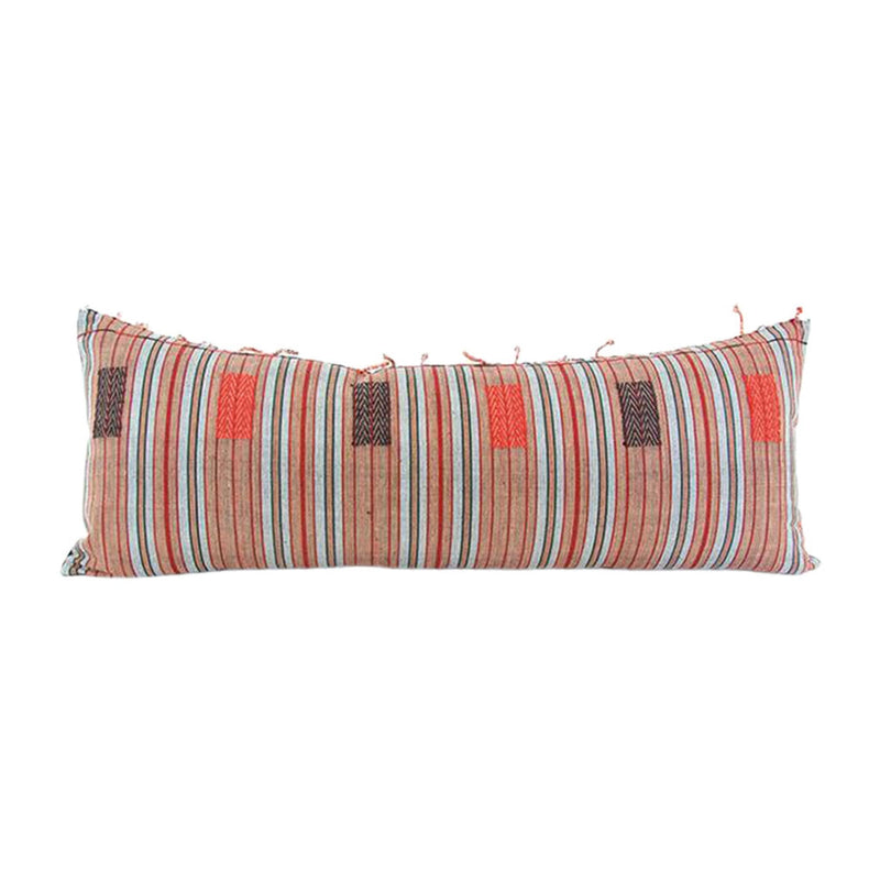 Naga Tribal Extra Long Lumbar Pillow - Black, Red - 14x36 pillow