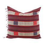 Naga Tribal Accent Pillow - Red, Purple, Burgundy - 20x20 (With Fringe) pillow
