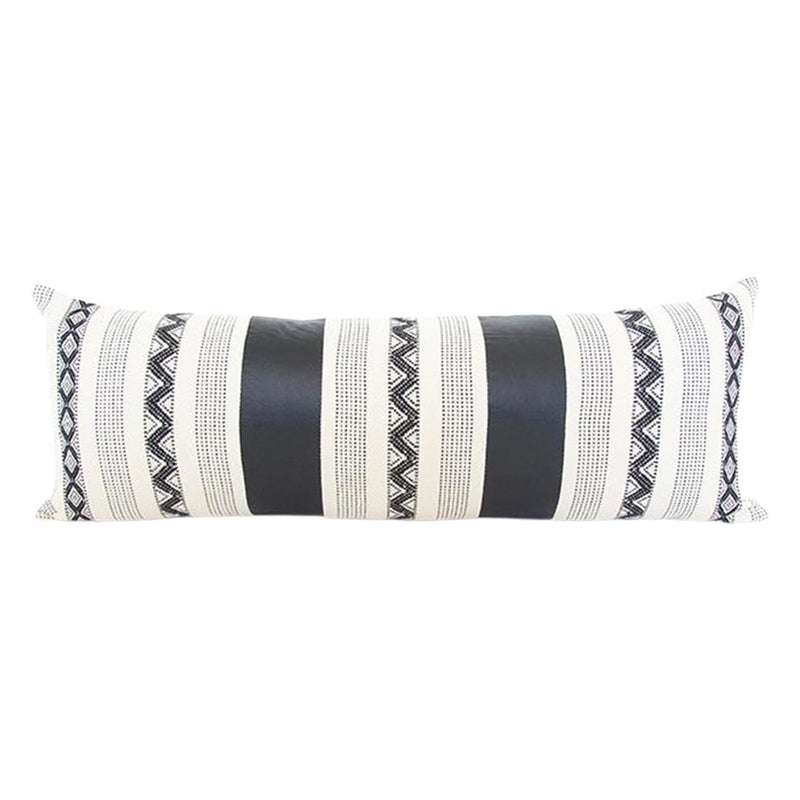 Mixed: Faux Leather / Zig Zag Extra Long Lumbar Pillow - 14x36 pillow
