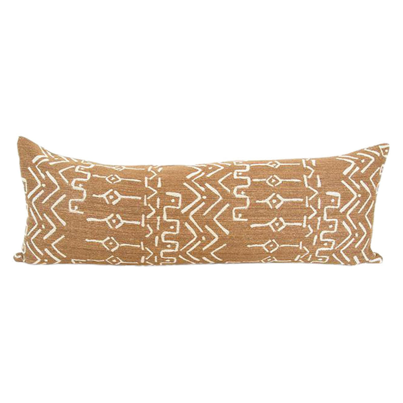 Cognac Mud Cloth Pattern Extra Long Lumbar Pillow Case - 14x36 pillow