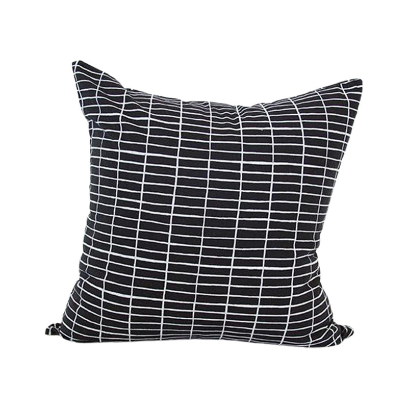 Black Linen Accent Pillow Case with Printed White Grid - 22x22 pillow