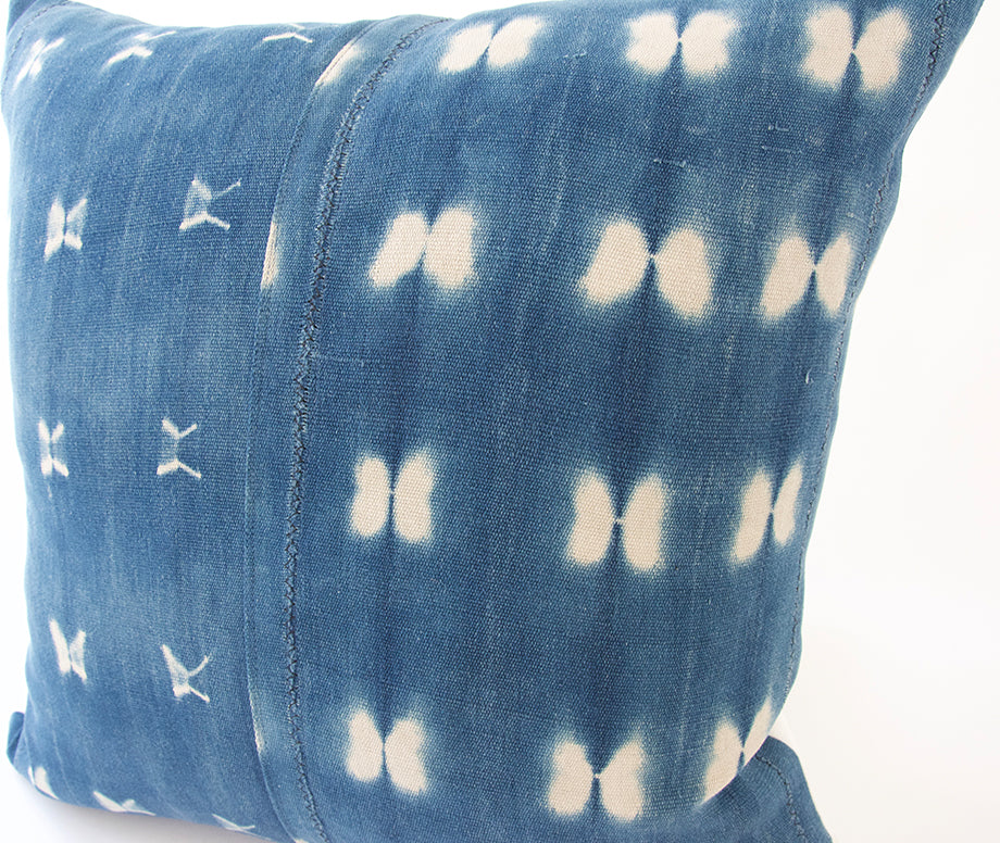 Indigo African Mud Cloth Pillow Case - 20x20 #13