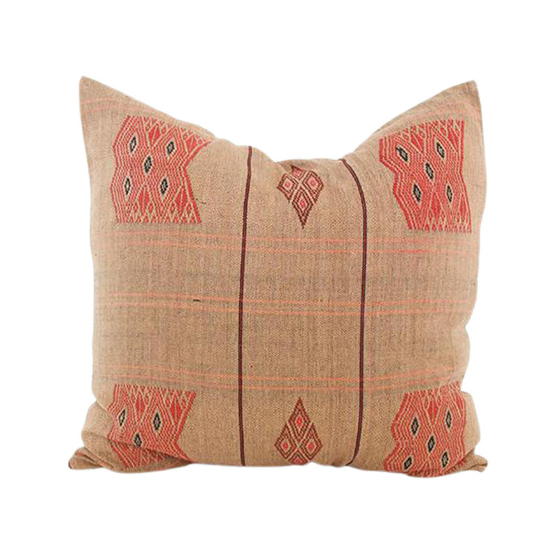 Naga Tribal Accent Pillow - Peach, Burgundy - 20x20 pillow
