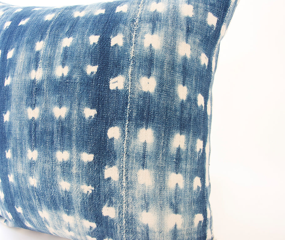 Indigo African Mud Cloth Pillow Case - 20x20 #14