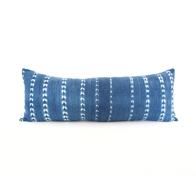 Indigo African Mud Cloth Extra Long Lumbar Pillow - 14x36 #59 pillow