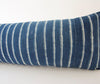 Indigo African Mud Cloth Extra Long Lumbar Pillow - 14x36 #63