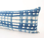 Indigo African Mud Cloth Extra Long Lumbar Pillow - 14x36 #64