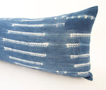 Indigo African Mud Cloth Extra Long Lumbar Pillow - 14x36 #67