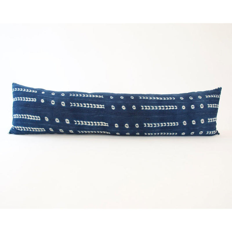 Indigo African Mud Cloth Extra Long Lumbar Pillow - 14x50 #17 pillow